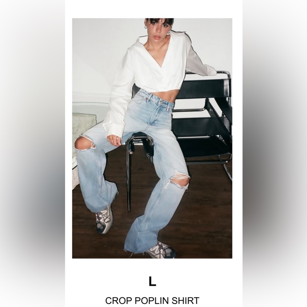 NWOT - ZARA CROP POPLIN SHIRT